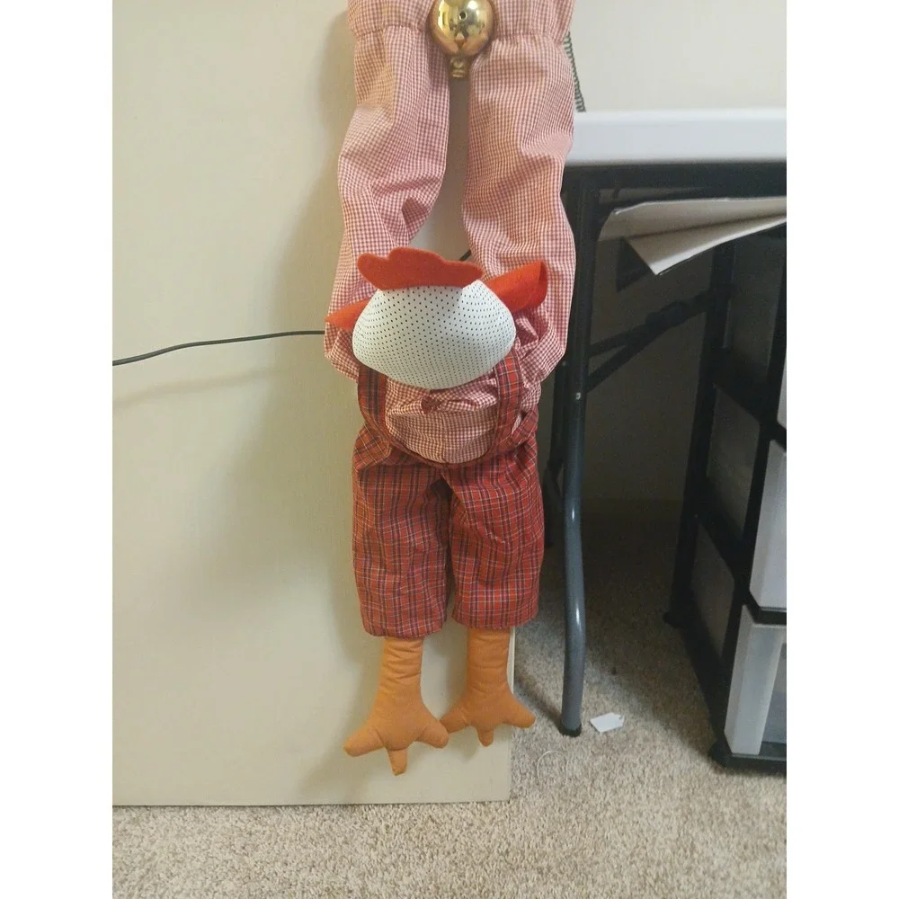 Vintage Handmade Stuffed‎ Chicken Guy Tall 2 feet Door Knob Holder